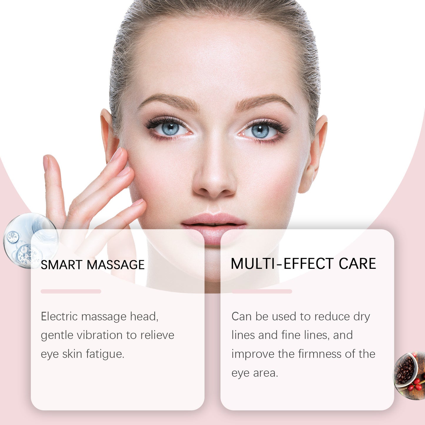 Light Eye Massage Cream with Caffeine & Hyaluronic Acid for Dark Circles Firming Fine Lines Hydrating Moisturizing Radiant Skin Care with Red Light Micro-Vibration Head