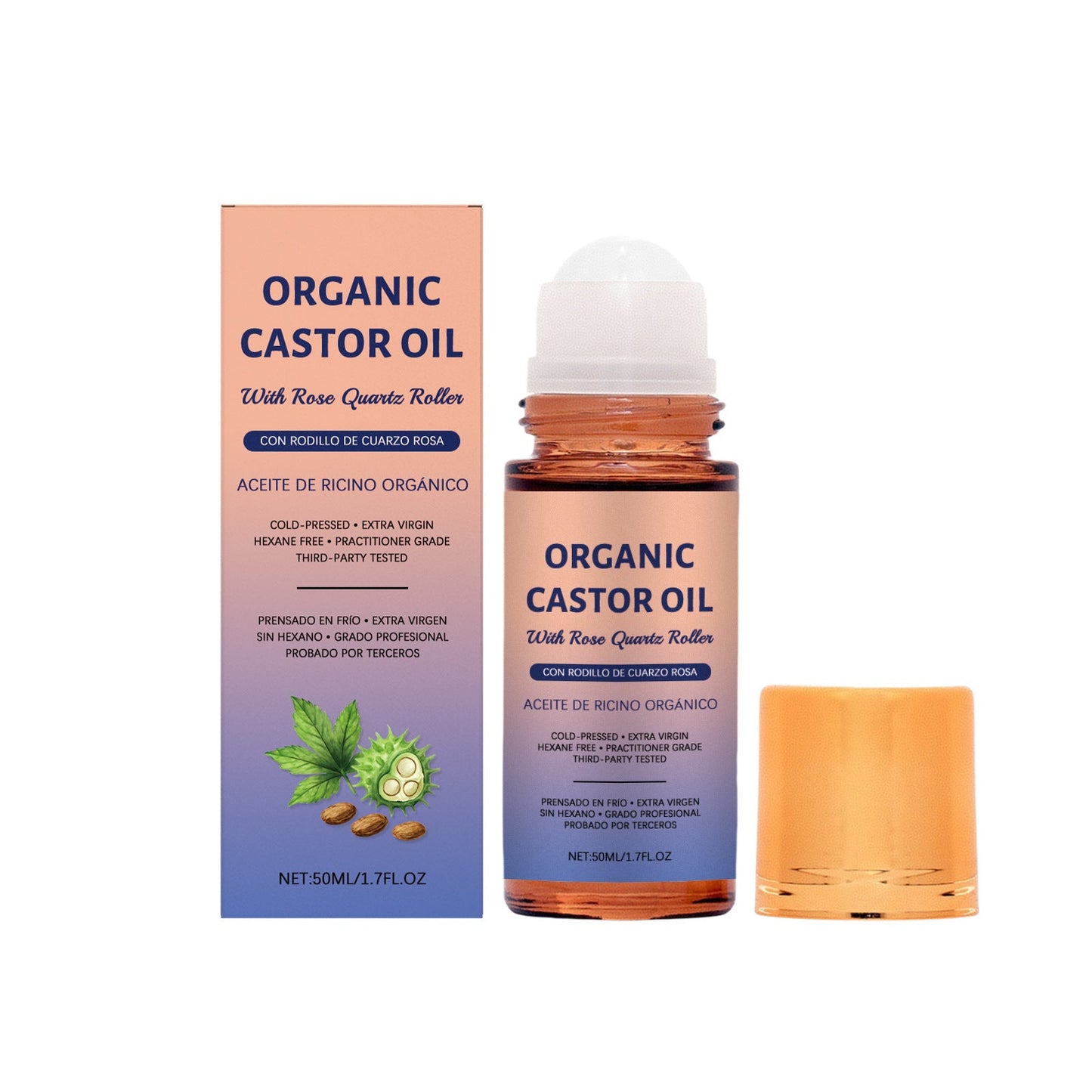 ✨ LAST DAY BUY 1 GET 1 FREE✨Organic Golden Castor Oil Roll-On with Rose Quartz