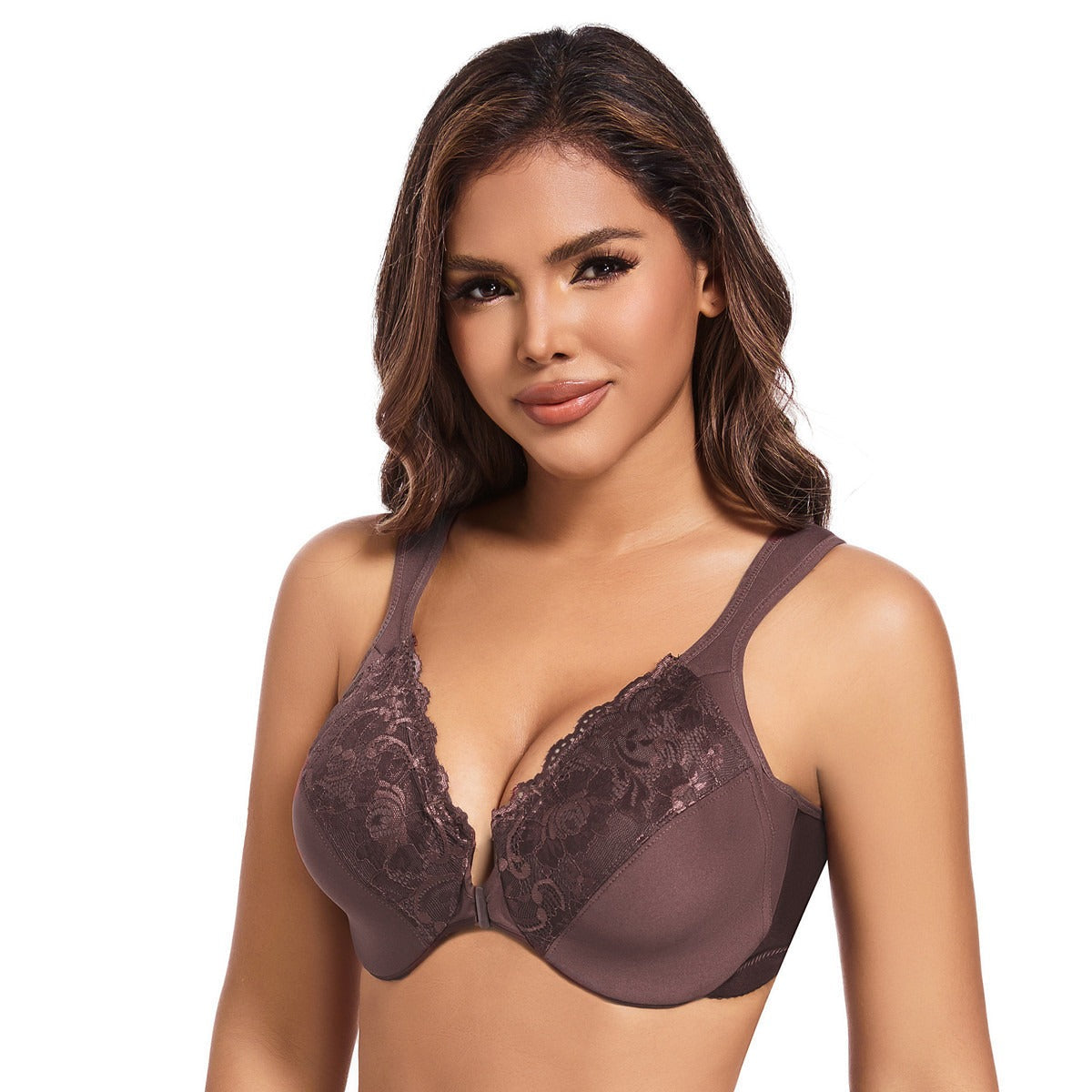 Plus size front button bra
