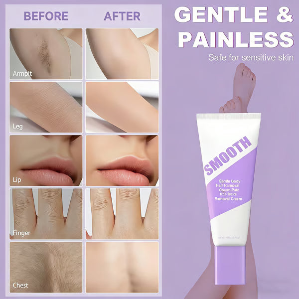 ✨Bikini Pain-Free Hair Removal Cream for Sensitive Skin, 💫Hypoallergenic Formula-Gentle & Fast-Acting Depilatory with Citrus Scent, Aloe & Hyaluronic Acid for Soothing Care, Suitable for Men & Women
