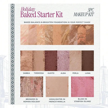 2026🔥 Holiday Limited Edition Full-Size Baked Palette Features a baked formula to brighten complexion with long-lasting wear Includes contour powder, blush, trio eyeshadow, and highlighte