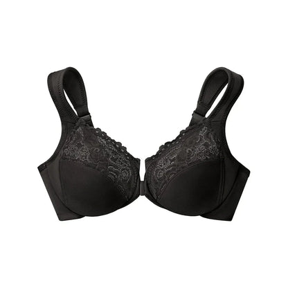 FRONT CLOSURE PLUS SIZE FULL COVERAGE LACE BRA-Flower