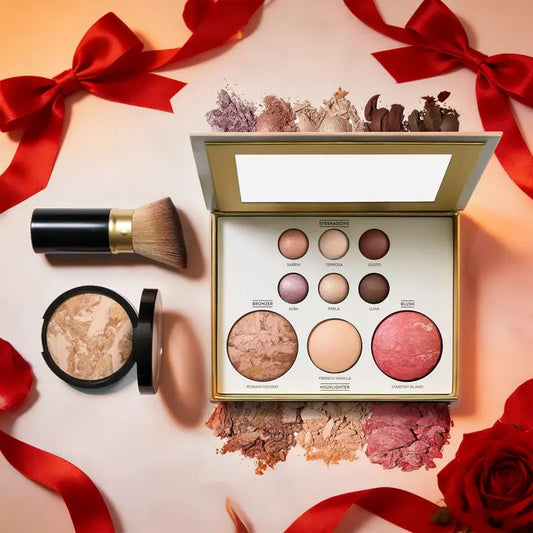 2026🔥 Holiday Limited Edition Full-Size Baked Palette Features a baked formula to brighten complexion with long-lasting wear Includes contour powder, blush, trio eyeshadow, and highlighte