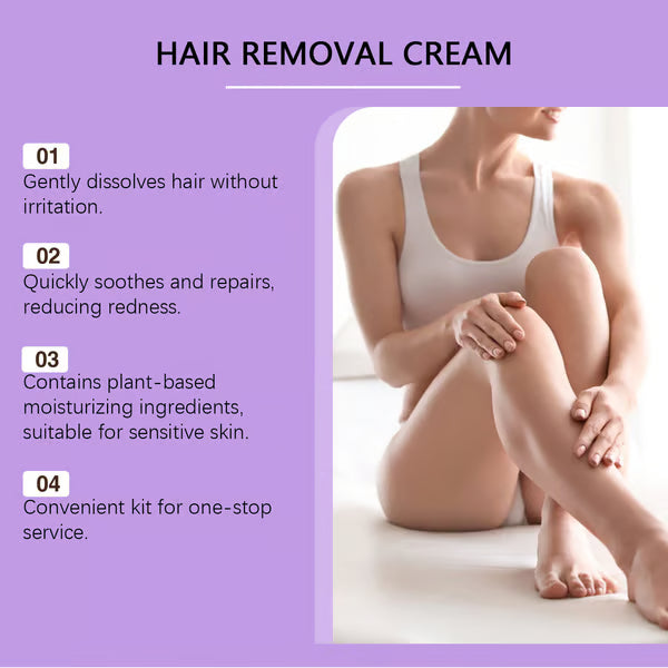 ✨Bikini Pain-Free Hair Removal Cream for Sensitive Skin, 💫Hypoallergenic Formula-Gentle & Fast-Acting Depilatory with Citrus Scent, Aloe & Hyaluronic Acid for Soothing Care, Suitable for Men & Women