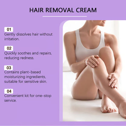✨Bikini Pain-Free Hair Removal Cream for Sensitive Skin, 💫Hypoallergenic Formula-Gentle & Fast-Acting Depilatory with Citrus Scent, Aloe & Hyaluronic Acid for Soothing Care, Suitable for Men & Women
